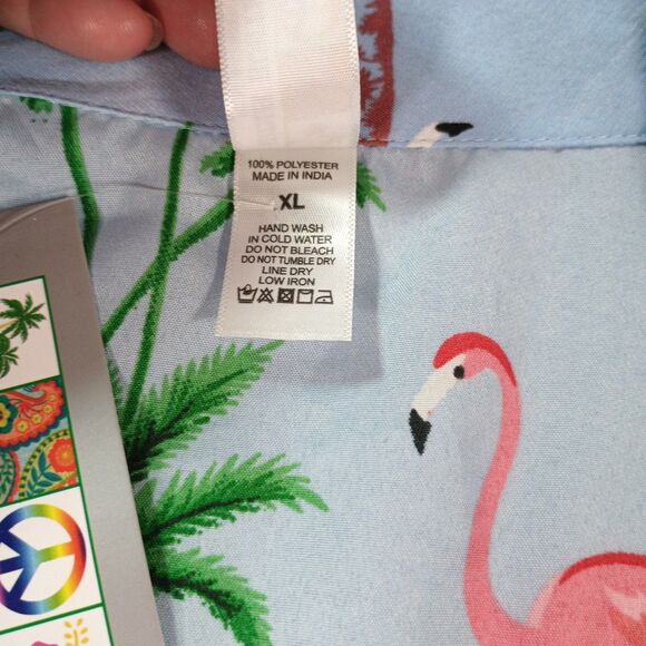 India Boutique Pink Flamingo Hawaiian Shirt XL NWT Tropical Button Up - Picture 8 of 11